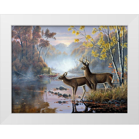 Mist On The River White Modern Wood Framed Art Print by Goebel, Wilhelm