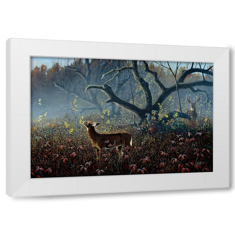 Old Orchard - Whitetails White Modern Wood Framed Art Print by Goebel, Wilhelm