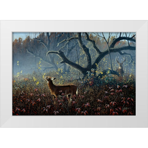 Old Orchard - Whitetails White Modern Wood Framed Art Print by Goebel, Wilhelm