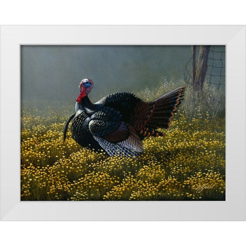 Belly Deep In Buttercups White Modern Wood Framed Art Print by Goebel, Wilhelm