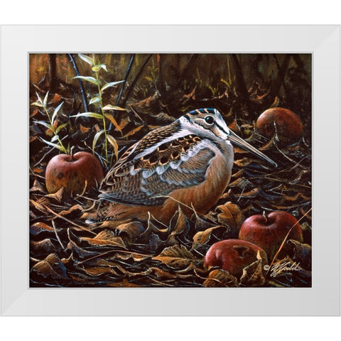 Orchard Woodcock White Modern Wood Framed Art Print by Goebel, Wilhelm