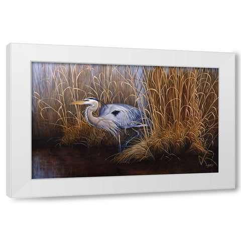 Set In Gold - Great Blue Heron White Modern Wood Framed Art Print by Goebel, Wilhelm