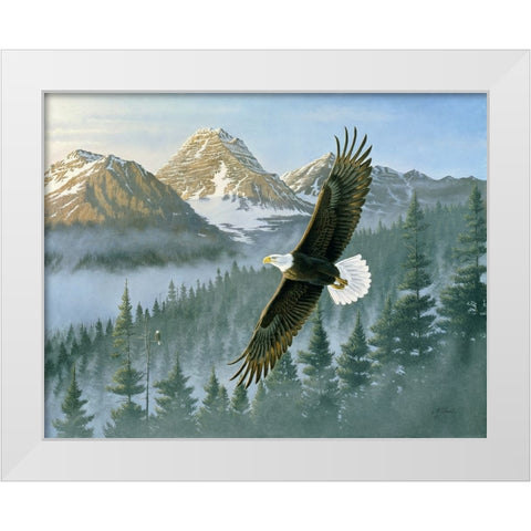Soaring Eagle White Modern Wood Framed Art Print by Goebel, Wilhelm