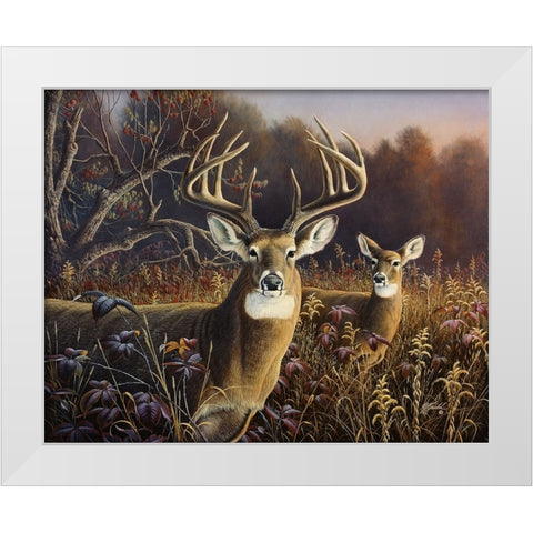 Deer White Modern Wood Framed Art Print by Goebel, Wilhelm
