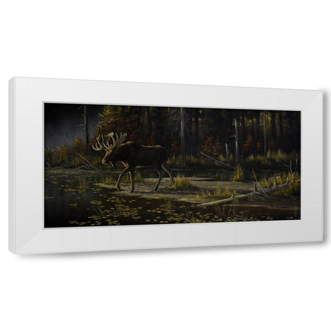 Autumn Moose White Modern Wood Framed Art Print by Goebel, Wilhelm