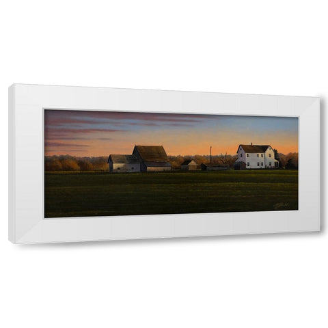 Sunset On A Family Farm White Modern Wood Framed Art Print by Goebel, Wilhelm