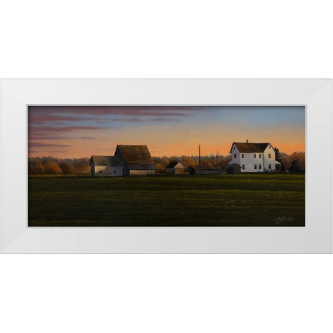 Sunset On A Family Farm White Modern Wood Framed Art Print by Goebel, Wilhelm