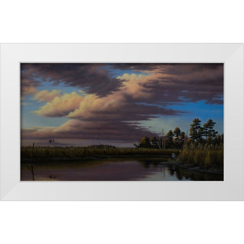 Sunset On Wicomico Creek White Modern Wood Framed Art Print by Goebel, Wilhelm