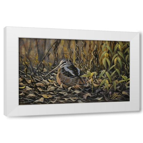 Woodcock White Modern Wood Framed Art Print by Goebel, Wilhelm