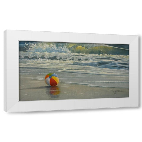 Beach Ball in Surf White Modern Wood Framed Art Print by Goebel, Wilhelm