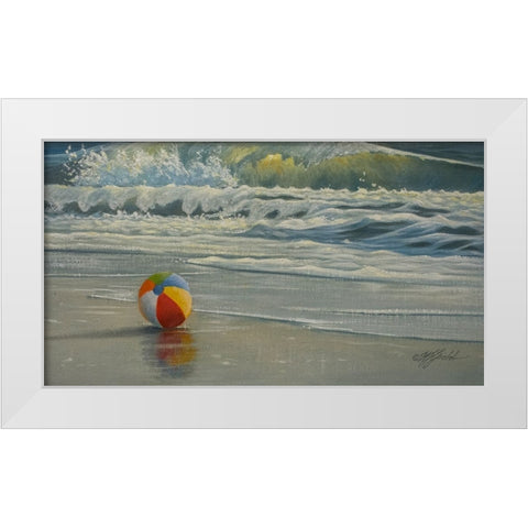 Beach Ball in Surf White Modern Wood Framed Art Print by Goebel, Wilhelm