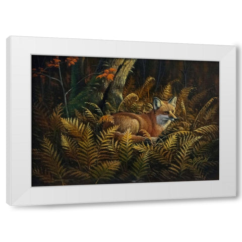 Bed of Ferns White Modern Wood Framed Art Print by Goebel, Wilhelm