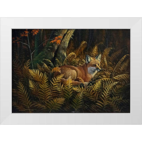 Bed of Ferns White Modern Wood Framed Art Print by Goebel, Wilhelm