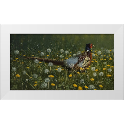 Dandy Rooster - Formosan Ring-necked Pheasant White Modern Wood Framed Art Print by Goebel, Wilhelm
