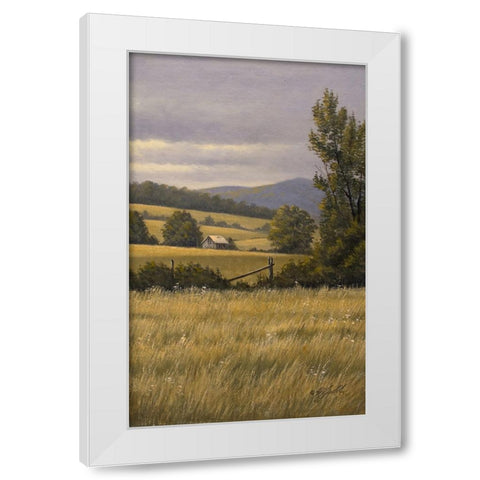 Hayfields Near Arlington White Modern Wood Framed Art Print by Goebel, Wilhelm