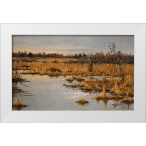 Muskrat Marsh White Modern Wood Framed Art Print by Goebel, Wilhelm