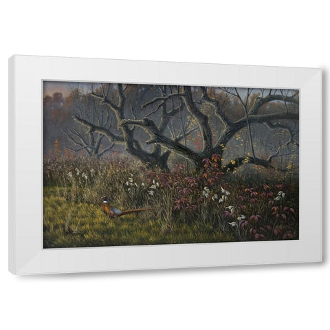 Old Orchard and Pheasant White Modern Wood Framed Art Print by Goebel, Wilhelm