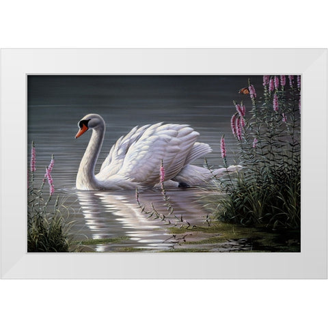 Summer Idyll - Mute Swan White Modern Wood Framed Art Print by Goebel, Wilhelm