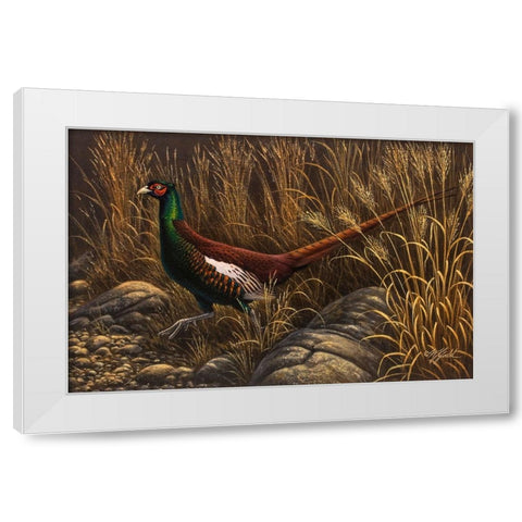 Bianchi Pheasant White Modern Wood Framed Art Print by Goebel, Wilhelm