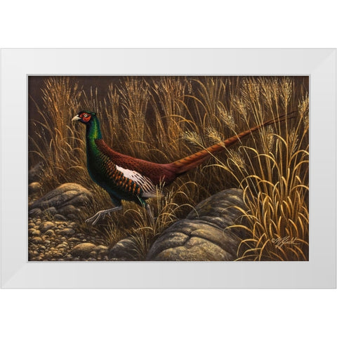 Bianchi Pheasant White Modern Wood Framed Art Print by Goebel, Wilhelm