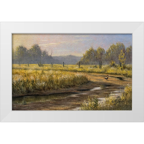 Country Lane White Modern Wood Framed Art Print by Goebel, Wilhelm