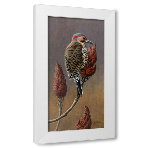 Flicker on Sumac White Modern Wood Framed Art Print by Goebel, Wilhelm