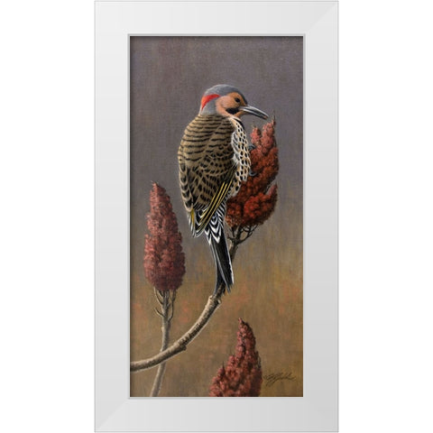 Flicker on Sumac White Modern Wood Framed Art Print by Goebel, Wilhelm
