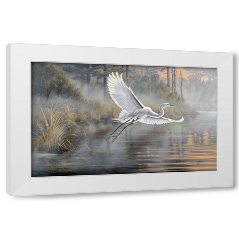 Sunrise Flight White Modern Wood Framed Art Print by Goebel, Wilhelm