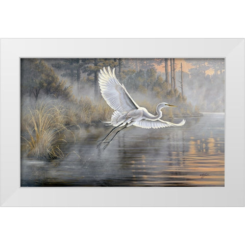 Sunrise Flight White Modern Wood Framed Art Print by Goebel, Wilhelm