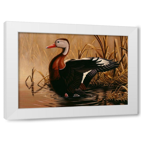 1988 Black Bellied Whistling Duck White Modern Wood Framed Art Print by Goebel, Wilhelm