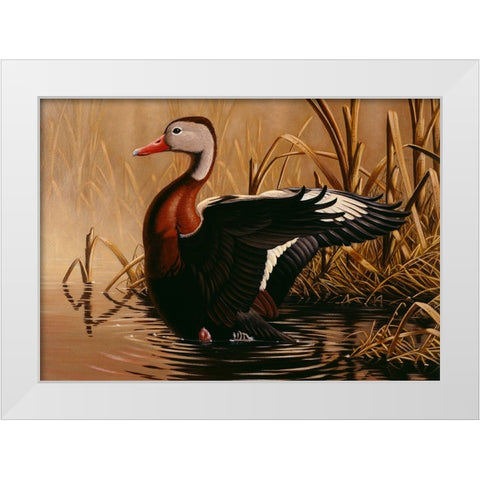 1988 Black Bellied Whistling Duck White Modern Wood Framed Art Print by Goebel, Wilhelm