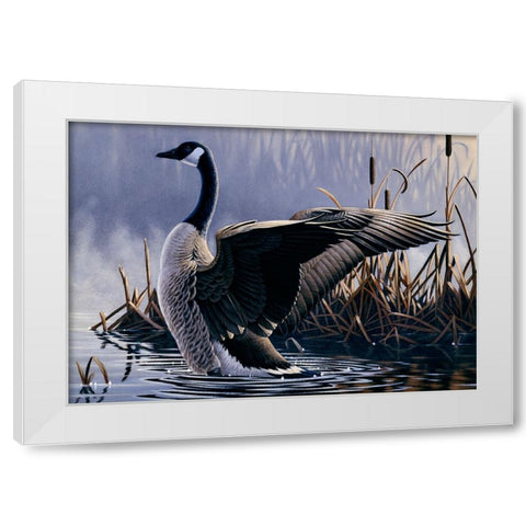 1992 Canada Goose White Modern Wood Framed Art Print by Goebel, Wilhelm