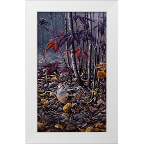 Autumn Colors- Woodcock White Modern Wood Framed Art Print by Goebel, Wilhelm