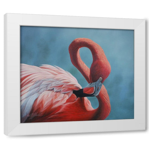 Figure 8 - Flamingo White Modern Wood Framed Art Print by Goebel, Wilhelm