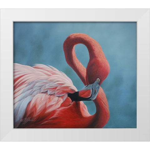 Figure 8 - Flamingo White Modern Wood Framed Art Print by Goebel, Wilhelm