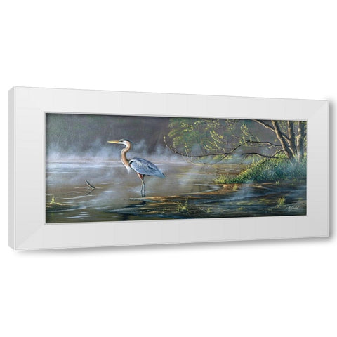 Quiet Cove - Great Blue Heron White Modern Wood Framed Art Print by Goebel, Wilhelm