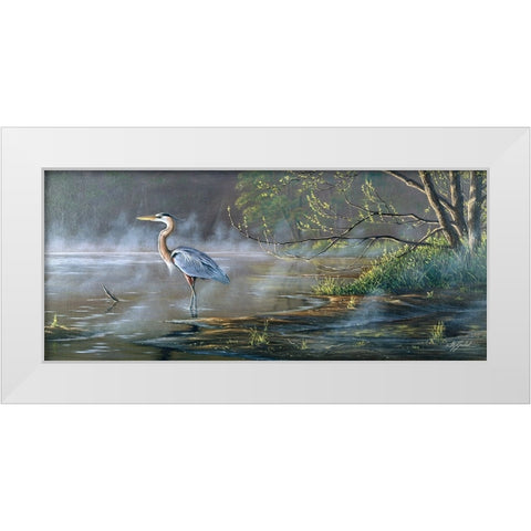Quiet Cove - Great Blue Heron White Modern Wood Framed Art Print by Goebel, Wilhelm