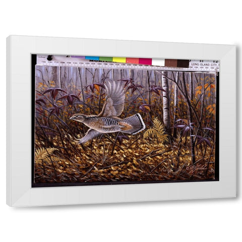 Silver Streak - Ruffed Grouse White Modern Wood Framed Art Print by Goebel, Wilhelm