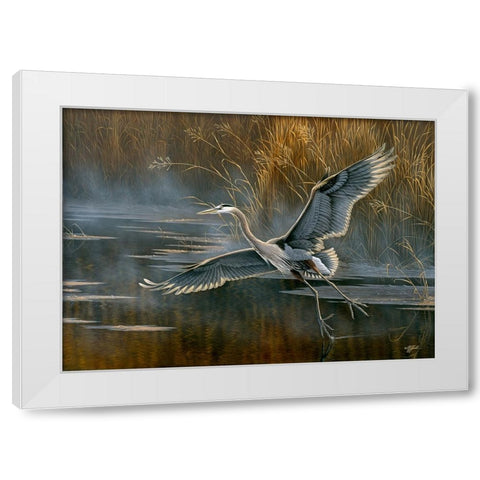 Misty Flight White Modern Wood Framed Art Print by Goebel, Wilhelm