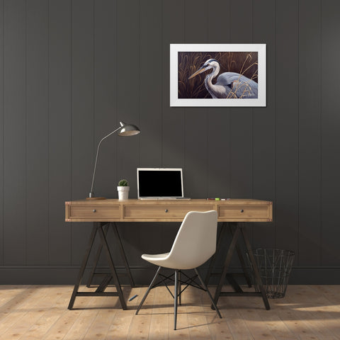 Great Blue Heron White Modern Wood Framed Art Print by Goebel, Wilhelm
