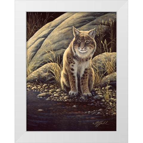 Backlight-Bobcat White Modern Wood Framed Art Print by Goebel, Wilhelm