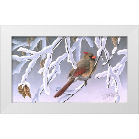 Winter Lady - Cardinal White Modern Wood Framed Art Print by Goebel, Wilhelm