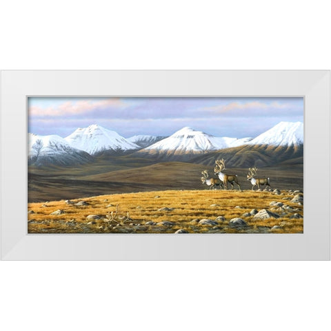 Time Passages Mountain Caribou White Modern Wood Framed Art Print by Goebel, Wilhelm