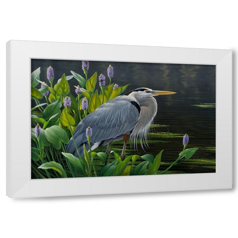 Biding Time Great Blue Heron White Modern Wood Framed Art Print by Goebel, Wilhelm