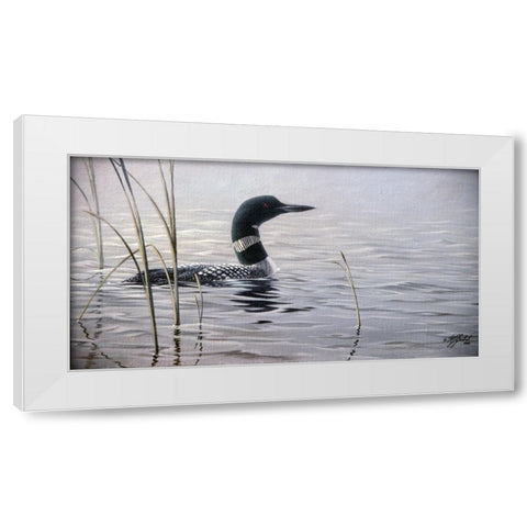 Emerging Loon White Modern Wood Framed Art Print by Goebel, Wilhelm
