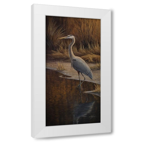 Heron Wading White Modern Wood Framed Art Print by Goebel, Wilhelm