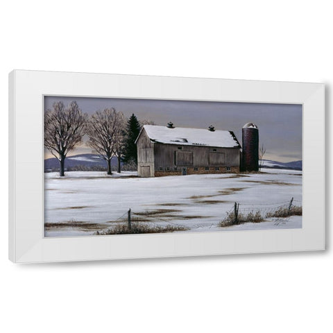 Winter Barn White Modern Wood Framed Art Print by Goebel, Wilhelm