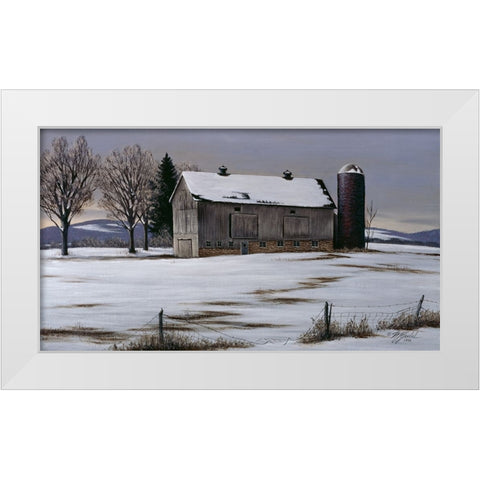 Winter Barn White Modern Wood Framed Art Print by Goebel, Wilhelm