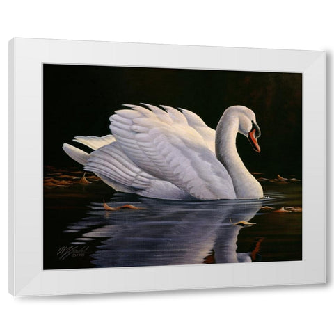 Reflection - Mute Swan White Modern Wood Framed Art Print by Goebel, Wilhelm