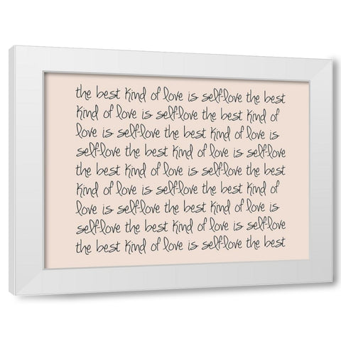 Self Love White Modern Wood Framed Art Print by Adebowale